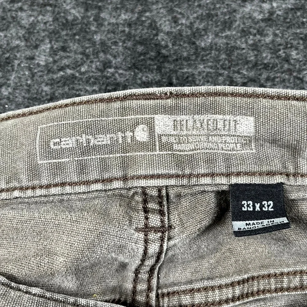 Carhartt Rugged Flex Relaxed Fit Work Pants Mens 33x32 Brown Canvas  Thrashed